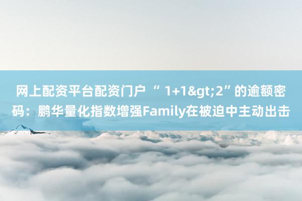 网上配资平台配资门户 “ 1+1>2”的逾额密码：鹏华量化指数增强Family在被迫中主动出击