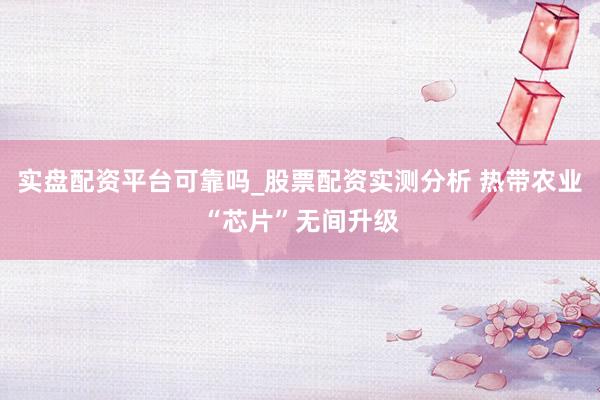 实盘配资平台可靠吗_股票配资实测分析 热带农业“芯片”无间升级